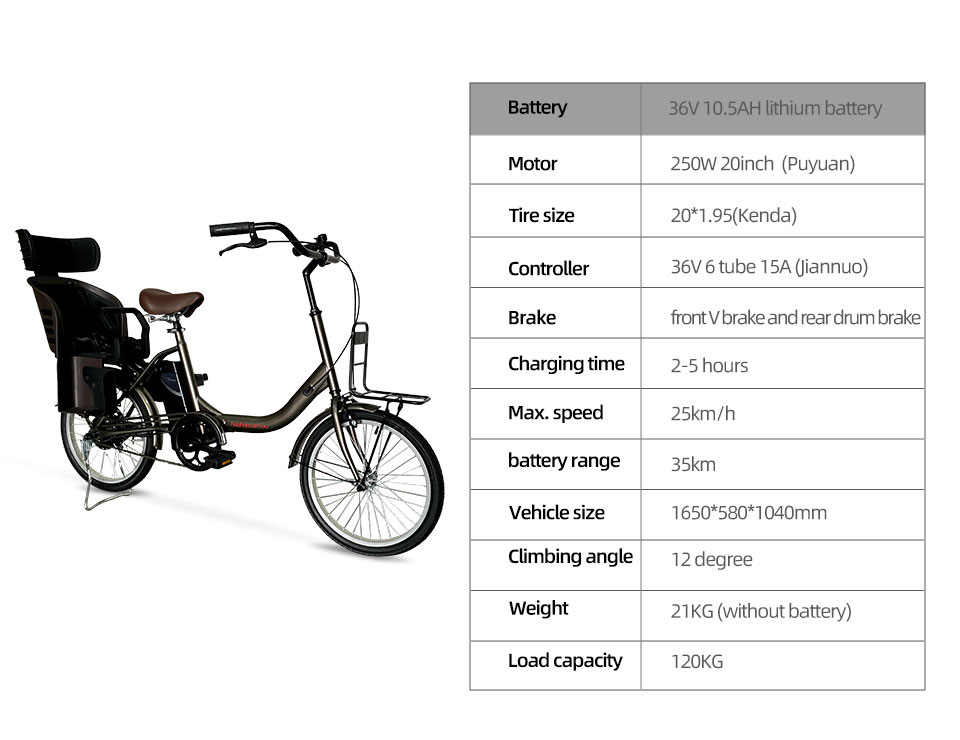 2220 250W 36V 7.8Ah10.5Ah 25kmh Litiumbattery elektriese fiets Detail02