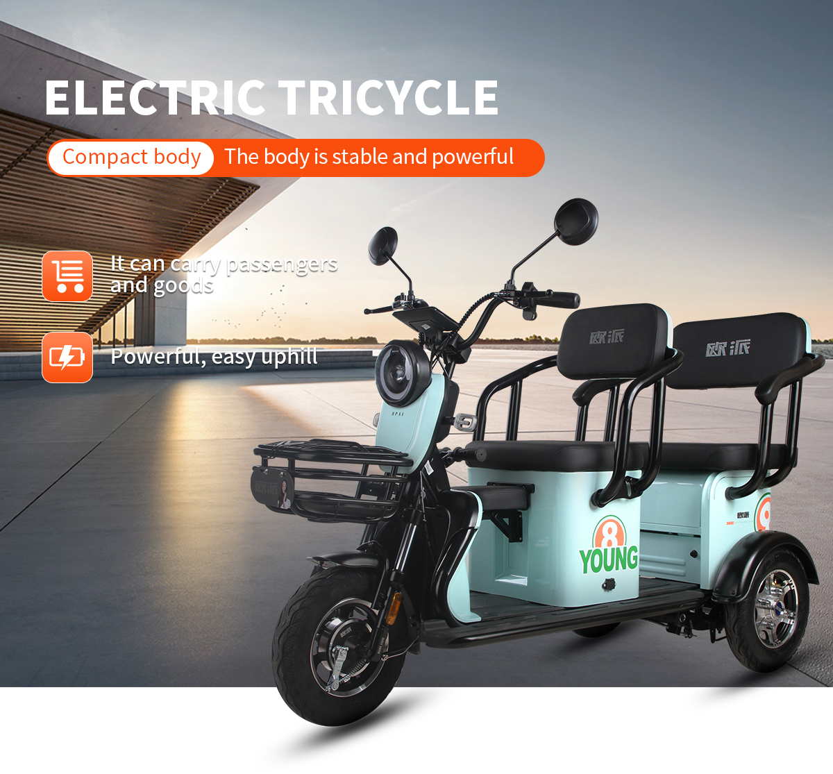 25kmh 500W 48V60V 20Ah Kurşun Asitli Elektrikli Üç Tekerlekli Bisiklet Detayı 1