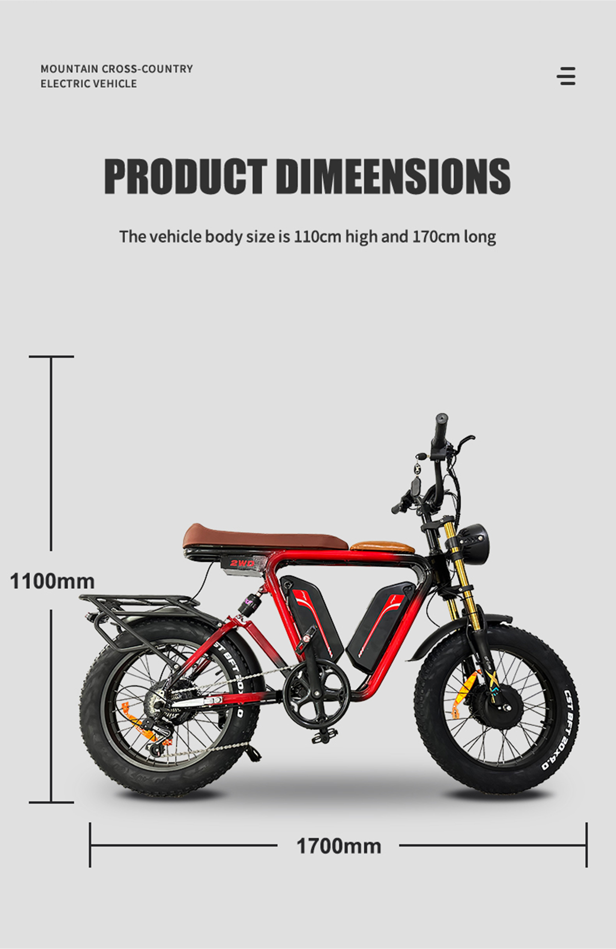 80-90kmPure Electric Cruising Range 55kmh With 5 Speed ​​Electric Bike Details 4