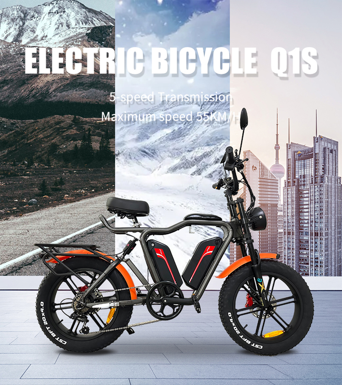 Cyclemix Ebike Q1S 48V 22Ah2 లిథియం బ్యాటరీ మెగ్నీషియం అల్లాయ్ ఇంటిగ్రేటెడ్ వీల్ Ebike వివరాలు 1