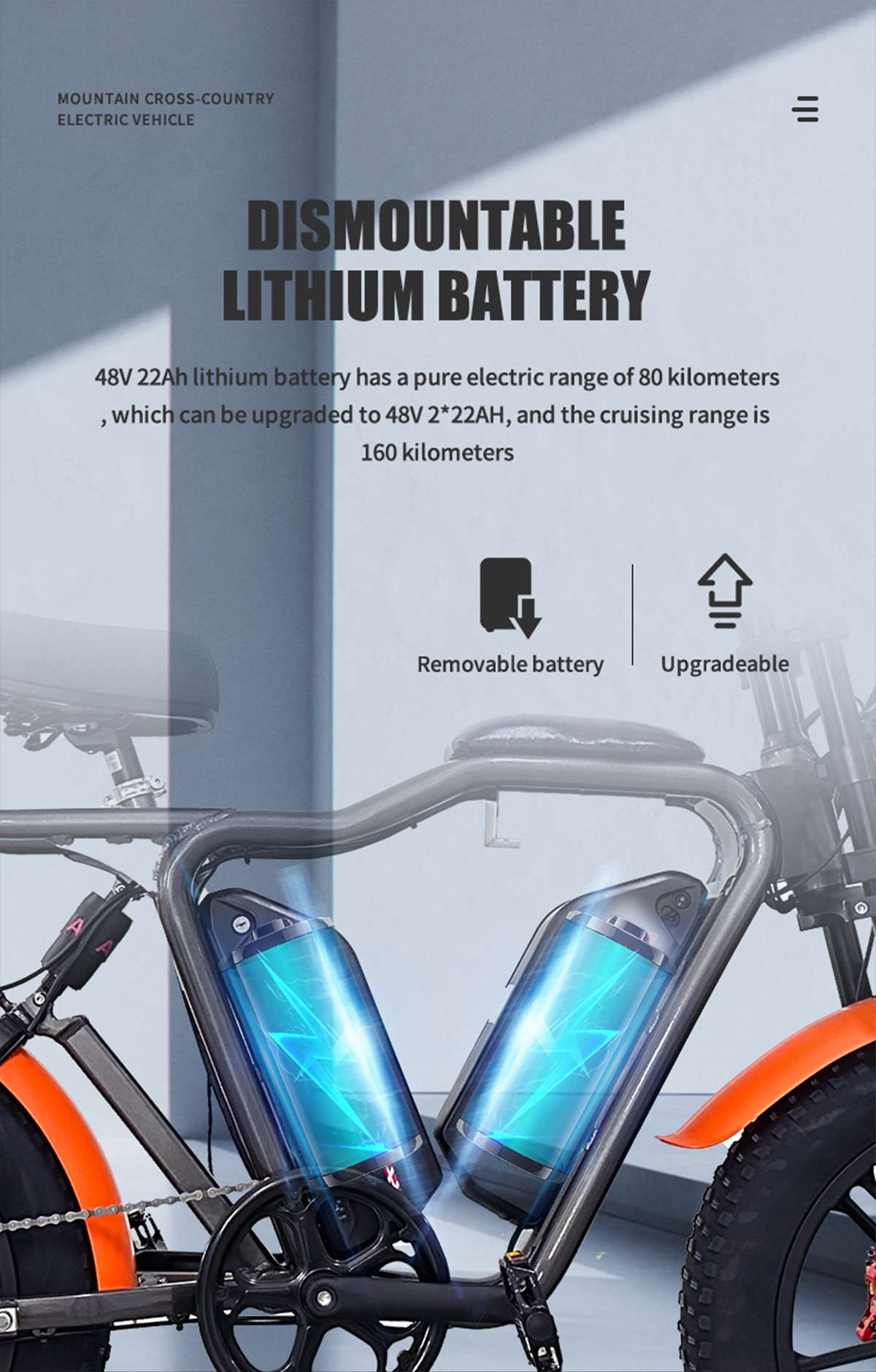 Cyclemix Ebike Q1S 48V 22Ah2 Batería de litio Aleación de magnesio Rueda integrada Ebike Detalles 2