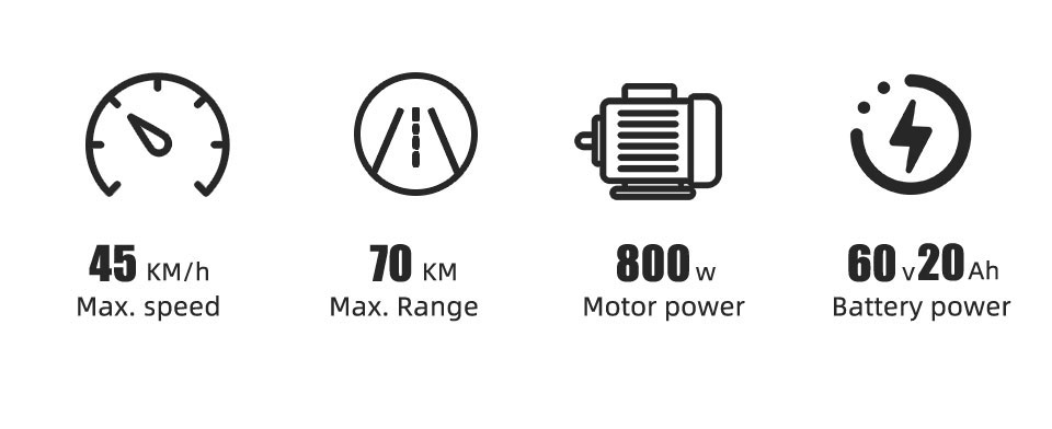 Moped Elektrîk F6 800W 48V60V 20Ah 45kmh Detayên02