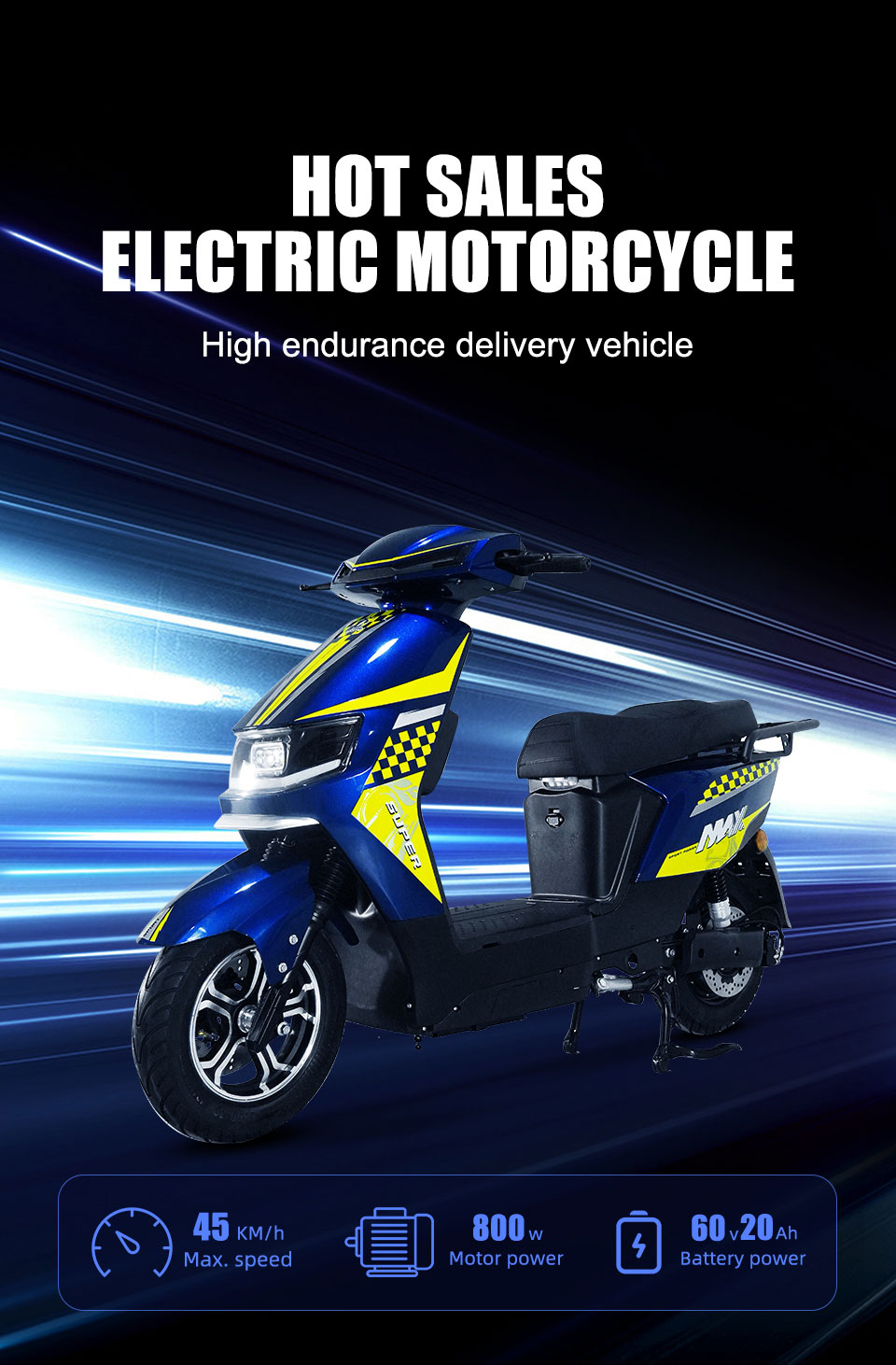 Elektrický moped H8 800W 48V60V72V 20Ah 45kmh Podrobnosti01