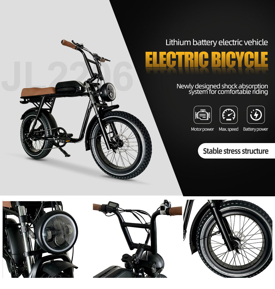 2206 350W-1000W 48V 10.4Ah14Ah 35kmh Lithium Battery Electric Bike Detail01