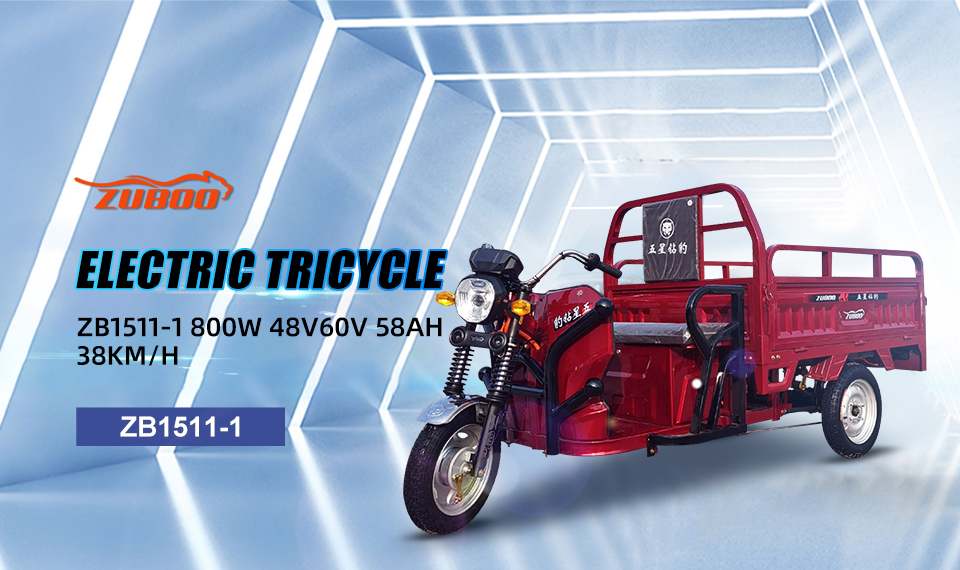 ZB1511-1 800W 48V 60V 58Ah 38Km/H Lead Acid Battery Electric Tricycle